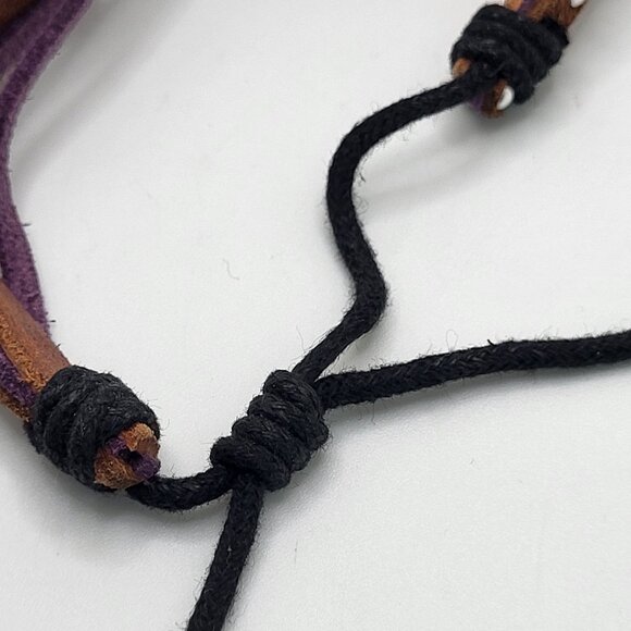 Enamel Kokopelli Fertility Bracelet Leather Draw Cord Adjustable - Picture 6 of 7